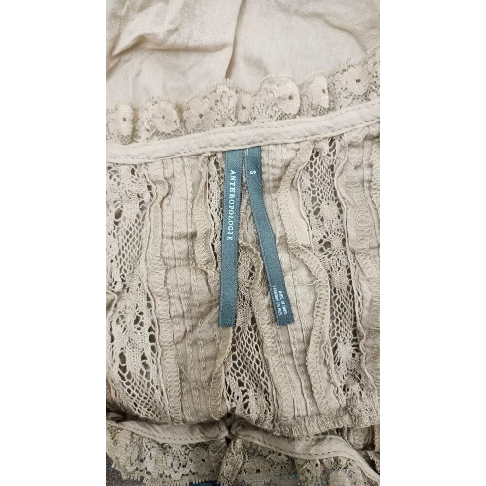 By Anthropologie 100% Cotton Lace Ruffle Tank Top Buttondown Sleeveless S 291387 - Picture 10 of 10